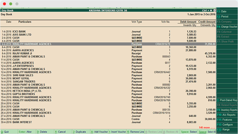 Tally ERP Accounts Financial Statement Daybook 1